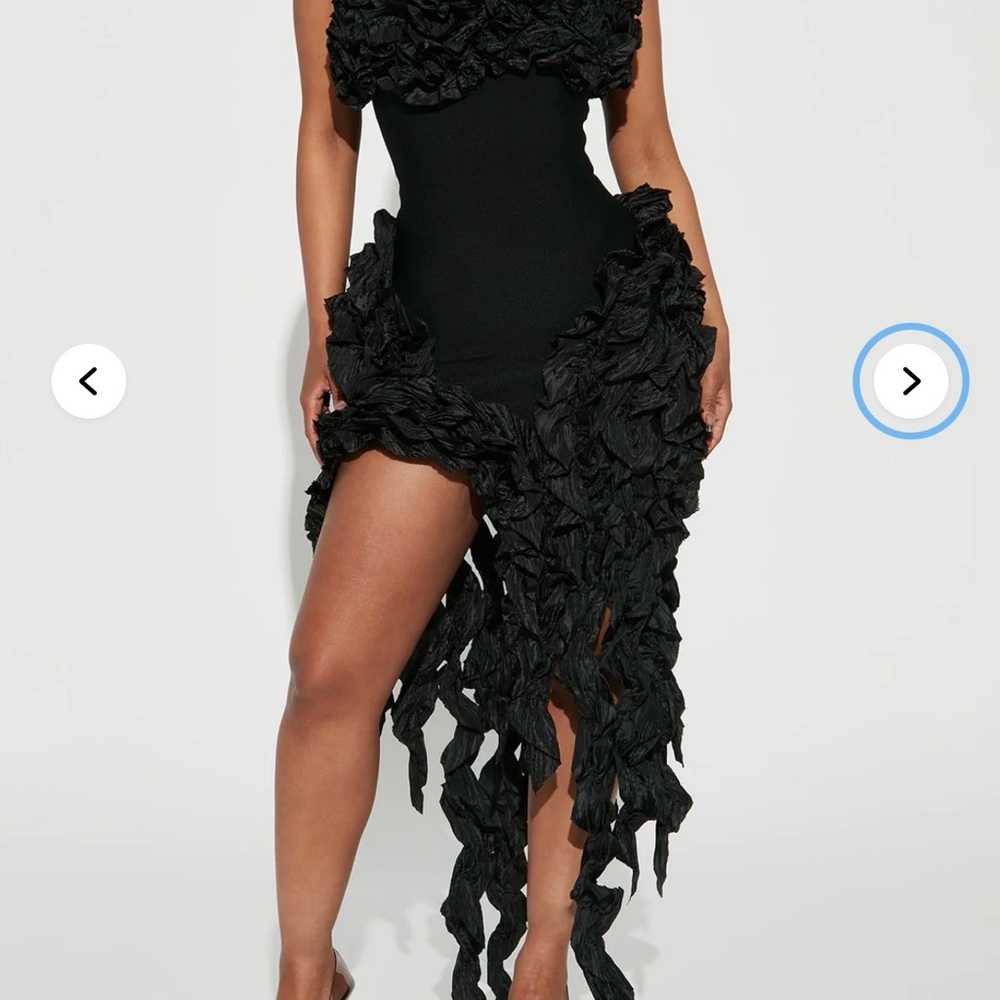 Fashion Nova Black Mini Dress with Dramatic Fringe